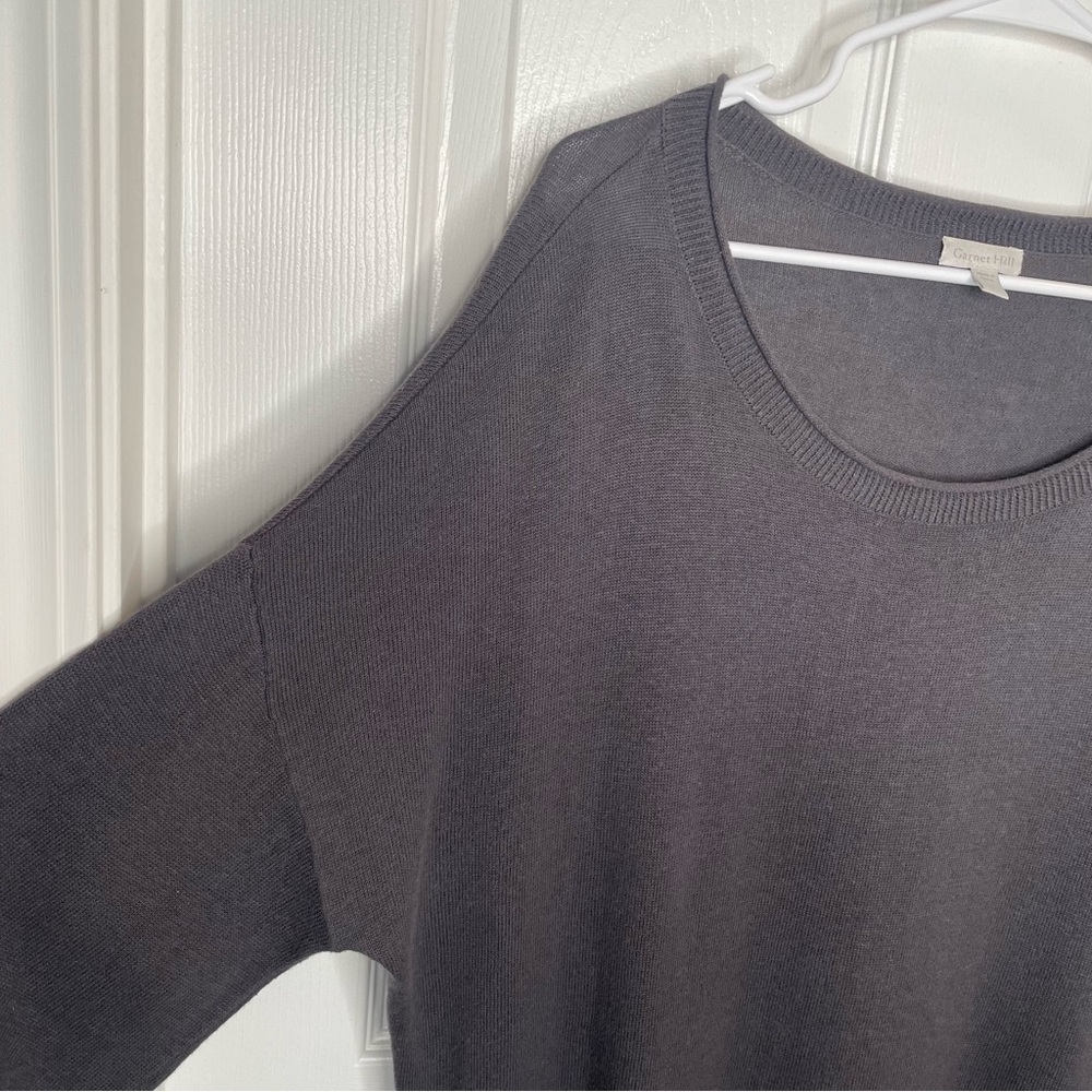 Garnet Hill Essential Scoop-Neck Sweater Dress Linen Organic Cotton Dark Gray L - Picture 5 of 13
